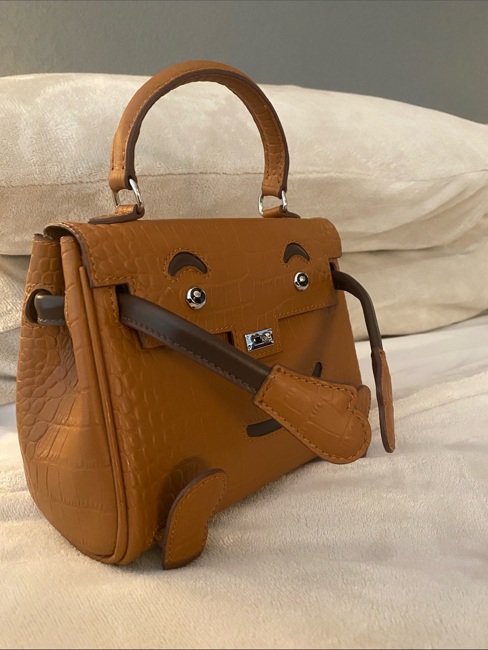 20cm brown milk chocolate leather crocodile doll idolle top handle Kelly Bag - Picture 3 of 10